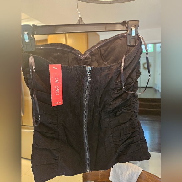 NWT BLACK CORSET CHIFFON TOP. W'S - Picture 4 of 7